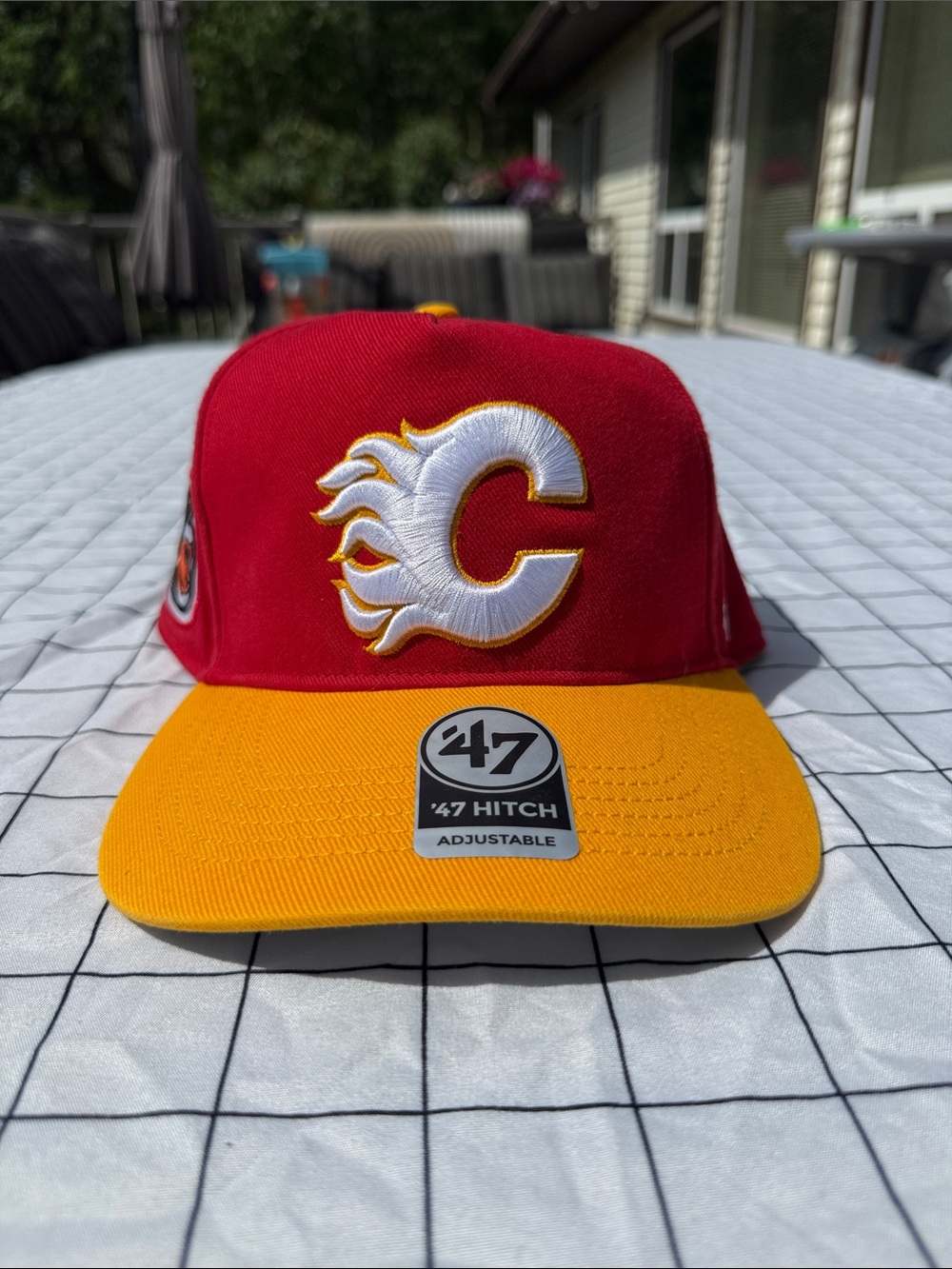 47 Calgary Flames Red and Yellow Snapback Hat